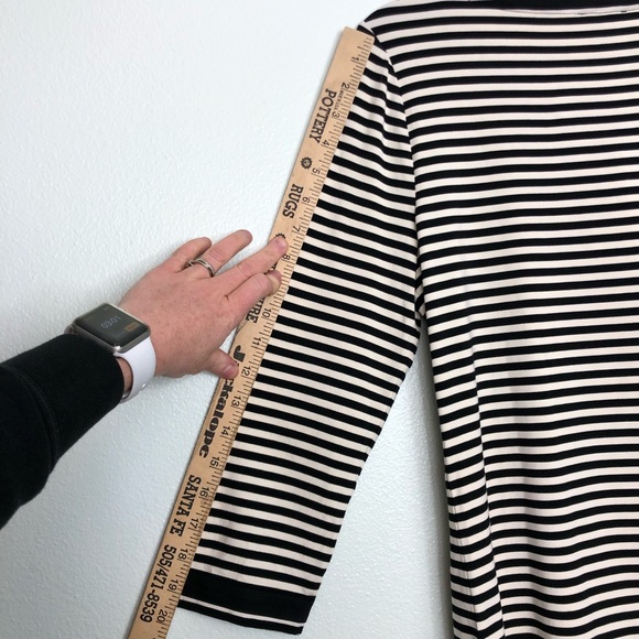 Talbots Tie Neck 3/4 Sleeve Striped Causal Shirt M - Picture 12 of 15